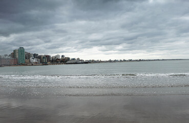 Mar del Plata seascape Sea and gray sky