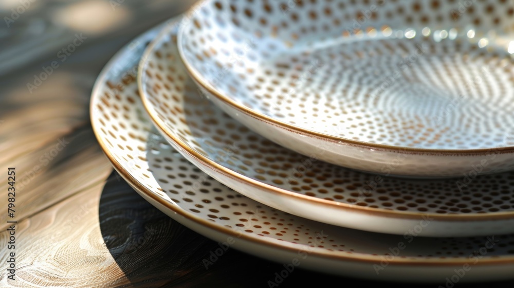 Aufkleber a set of ceramic plates with a sleek and modern design achieved through the use of stencils and airb
