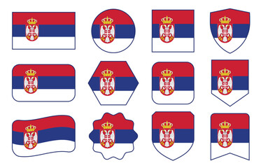 Obraz premium Vector Flag of Serbia in modern abstract shapes, waving, badge, design template