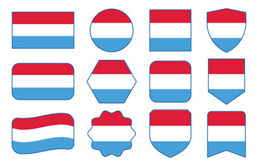 Vector Flag of Luxembourg in modern abstract shapes, waving, badge, design template