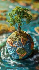 Create an artistic interpretation of international agreements on climate change and greenhouse gas emissions Close-up
