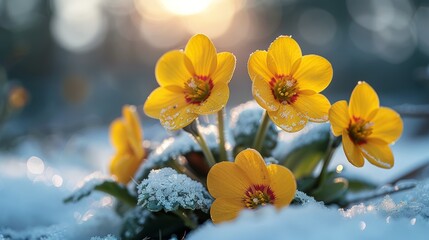 Flowers Sitting in Snow