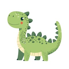 Obraz premium An adorable flat-style illustration of a little dinosaur