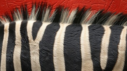 Naklejka premium Zebra Head Against Red Wall