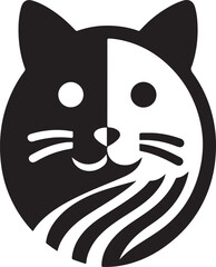 cat Head vector black and white