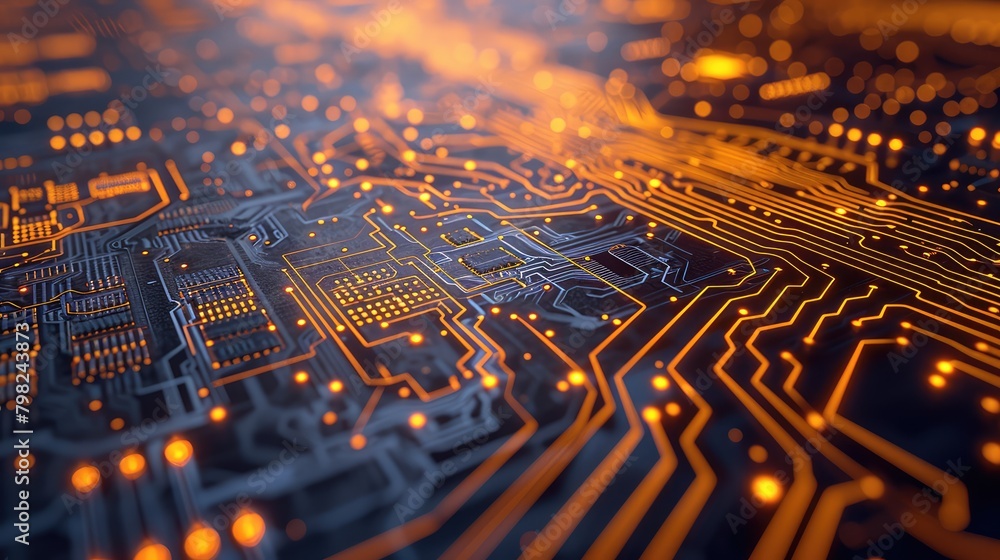 Poster background in the form of a microchip board. ai generative.
