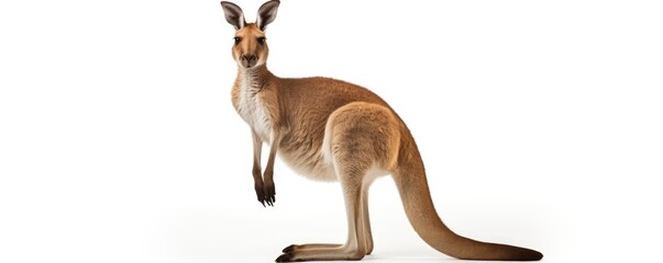 Full body shot of a kangaroo on white