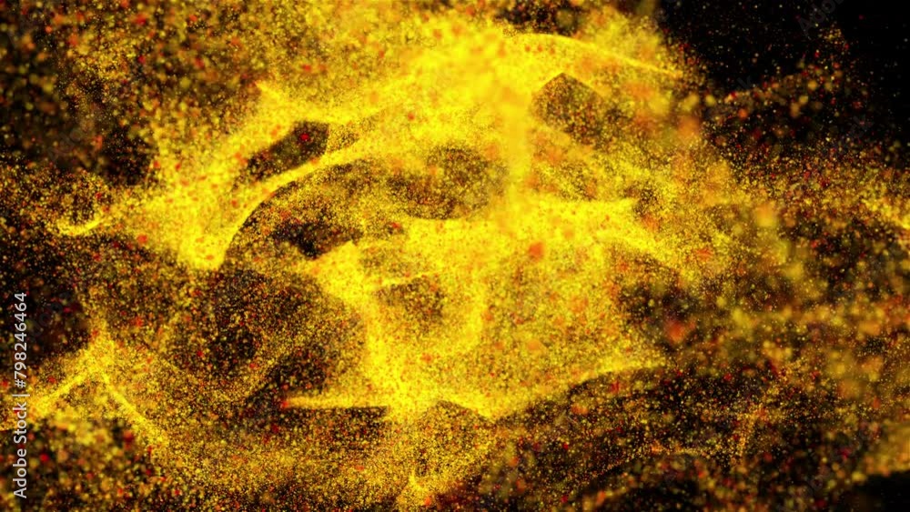 Poster gold dust particles. computer generated 3d render