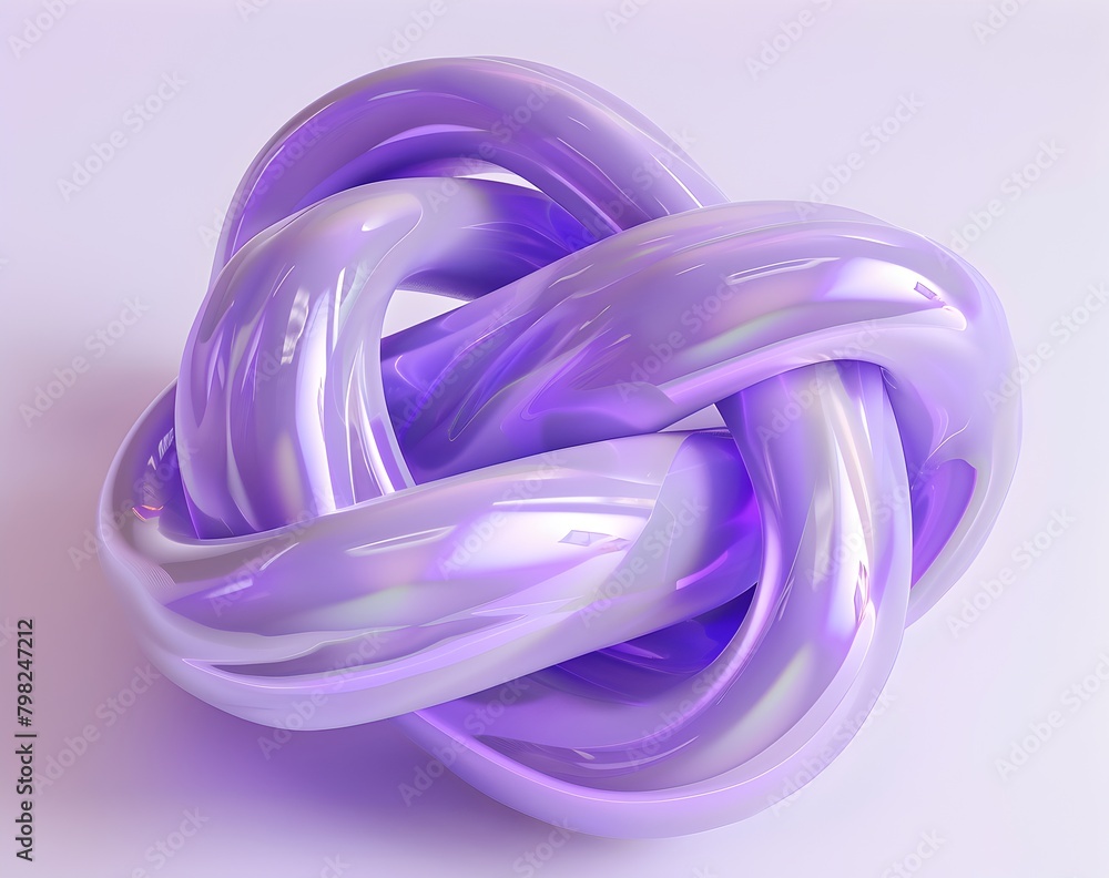 Aufkleber 3d render of purple intertwined objects in the style of fluid minimalism, futuristic, rendered with 