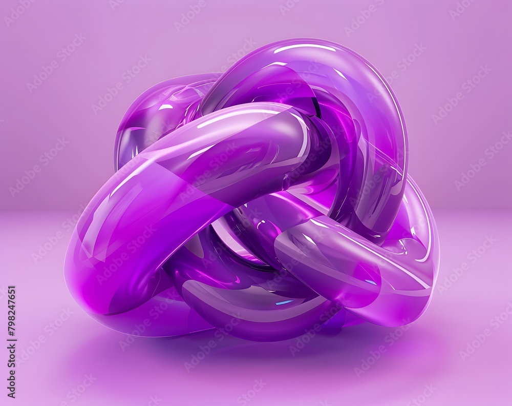 Aufkleber 3d render of purple intertwined objects in the style of fluid minimalism, futuristic, rendered with 