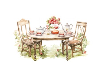 Obraz premium Table furniture porcelain teapot.