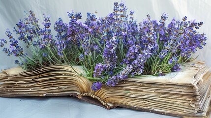 book hardcover made of lavender, 16:9
