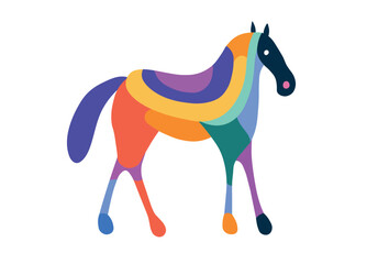 Vector multicolor abstraction with the image of a doodle horse