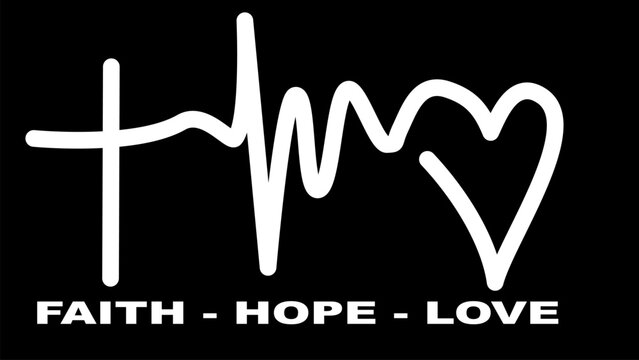 christian faith hope love symbol set on black background for tattoo icon decoration object element. vector and illustration