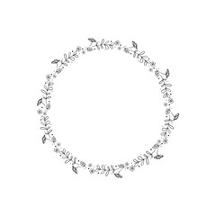 Hand Drawn Circle Shaped Floral Wreath Vector Design.