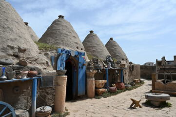 Traditional beehive mud brick desert houses, located in Harran, Sanliurfa/Turkey. These buildings...