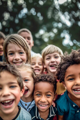 Obraz premium Group of young kids smiling, having fun.