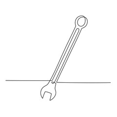 Continuous one line drawing of spanner. Vector illustration