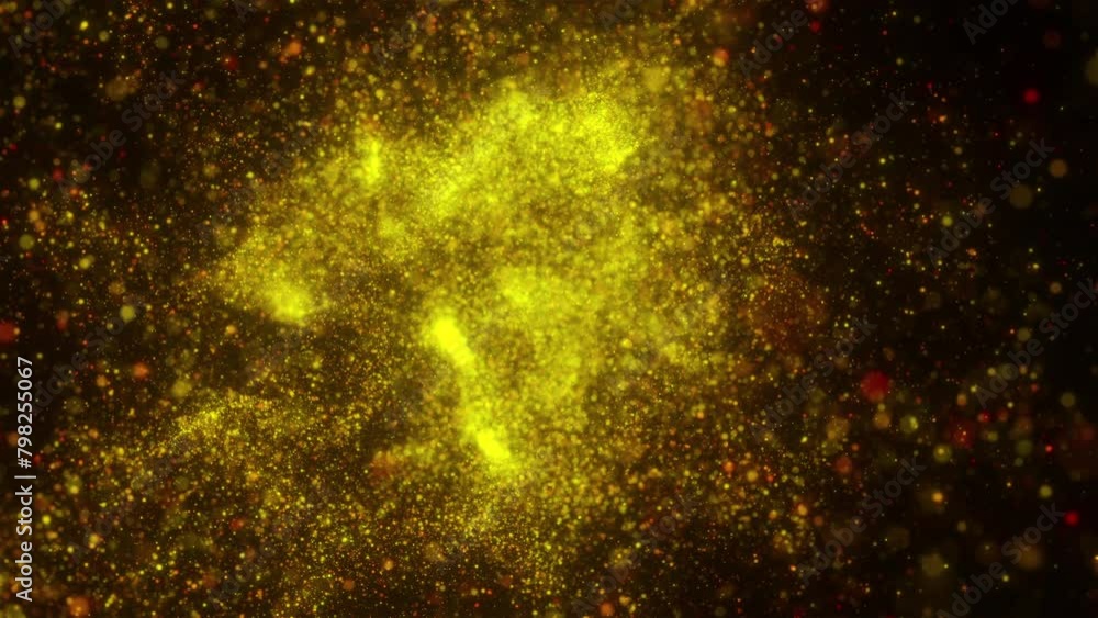 Poster gold dust particles. computer generated 3d render