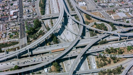 California Highways: Aerial 4K View of Highway and Intersection in the United States