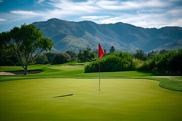 golf course with flag