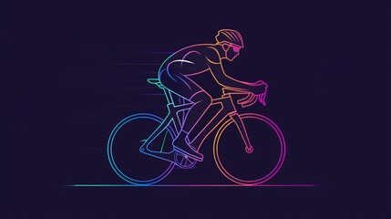 Fototapeta premium man riding a road bicycle racing bike, vector logo, modern colorful style, simple lines, company logo, 16:9