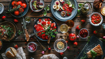 Fototapeta premium Symbol picture for fresh and healthy food on a table