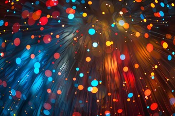 Intricate Web of Fiber Optic Cables Transmitting Data Signals -