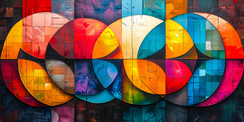 Colorful geometric abstract wall art