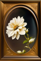 One of two flowers, closeup still life, Ai generated illustration