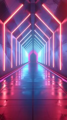 Neon Arrows in Futuristic Tunnel: Vibrant 3D Render