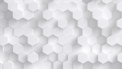 White geometric hexagonal honeycomb shape texture background 3d