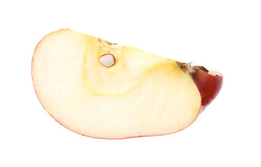 Piece of ripe red apple isolated on white