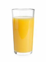 Refreshing orange juice in glass isolated on white