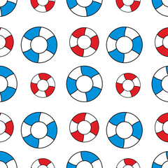 Red and blue lifebuoys repeating pattern