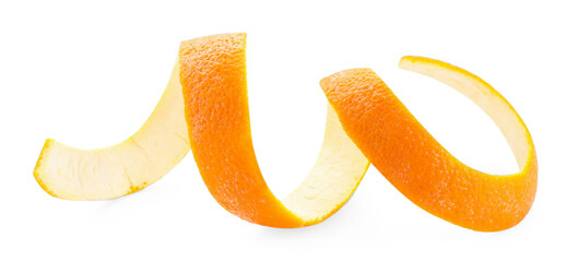 One fresh orange peel isolated on white