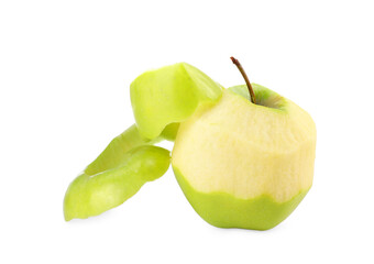 One fresh apple with peel isolated on white
