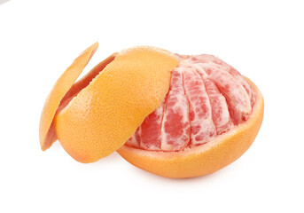 One fresh tangerine with peel isolated on white