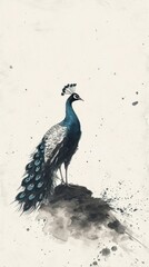 Peacock drawing animal sketch.