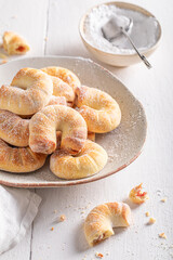 Tasty and traditionally croissants ready to eat.