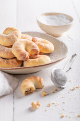Tasty and traditionally croissants with fruity confiture.
