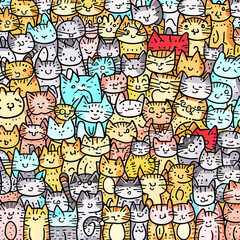 Many cat, doodle art style, colorful, illustration generated by Ai