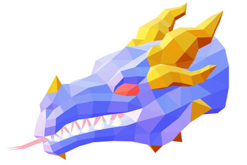 purple dragon head, isolated on white, 3d rendering