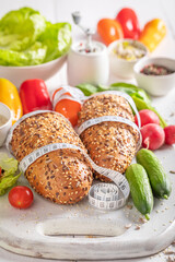 Healthy ingredients for sandwich as symbol of a healthy diet.