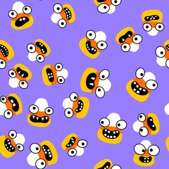 Cartoon Halloween sugar monsters seamless candy corn pattern for wrapping paper and fabrics and linens