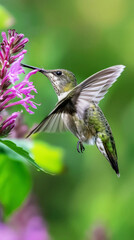 Birds of tropics in Central and South America and the Caribbean countries. Mesmerizing image of a hovering hummingbird. symbolizing the harmony, vitality of the natural world, intelligence, beauty