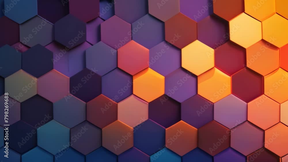 Poster abstract colorful hexagon geometric background. 3d render illustration design, abstract background w