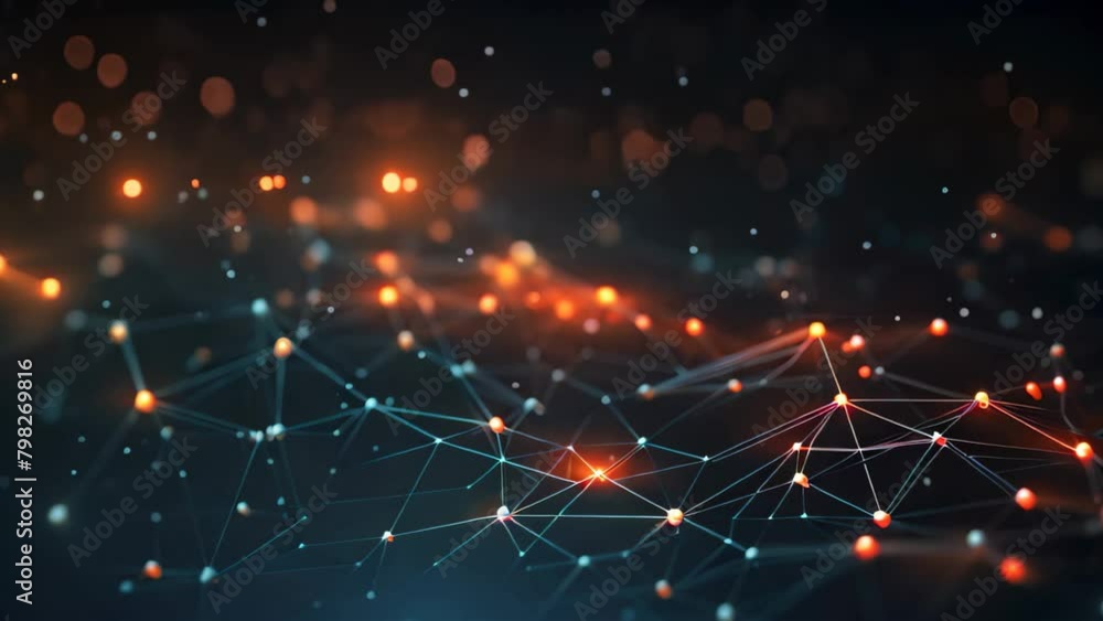 Poster abstract technology background with connecting dots and lines. network concept. 3d rendering, abstra