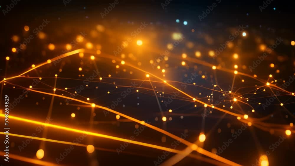 Poster abstract technology background with connecting dots and lines. network concept. 3d rendering, abstra