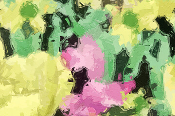 Oil paintings and various flowers, lotus leaves, lotus flowers, fish, tulips are beautiful